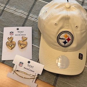 SOLD!!! Steelers Set of Earrings, Bracelet, Hat